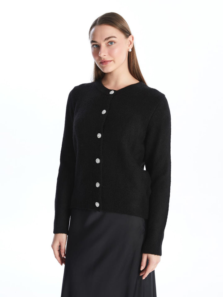 LCWAIKIKI Basic

New Black Crew Neck Plain Long Sleeve Women's Knitwear Cardigan