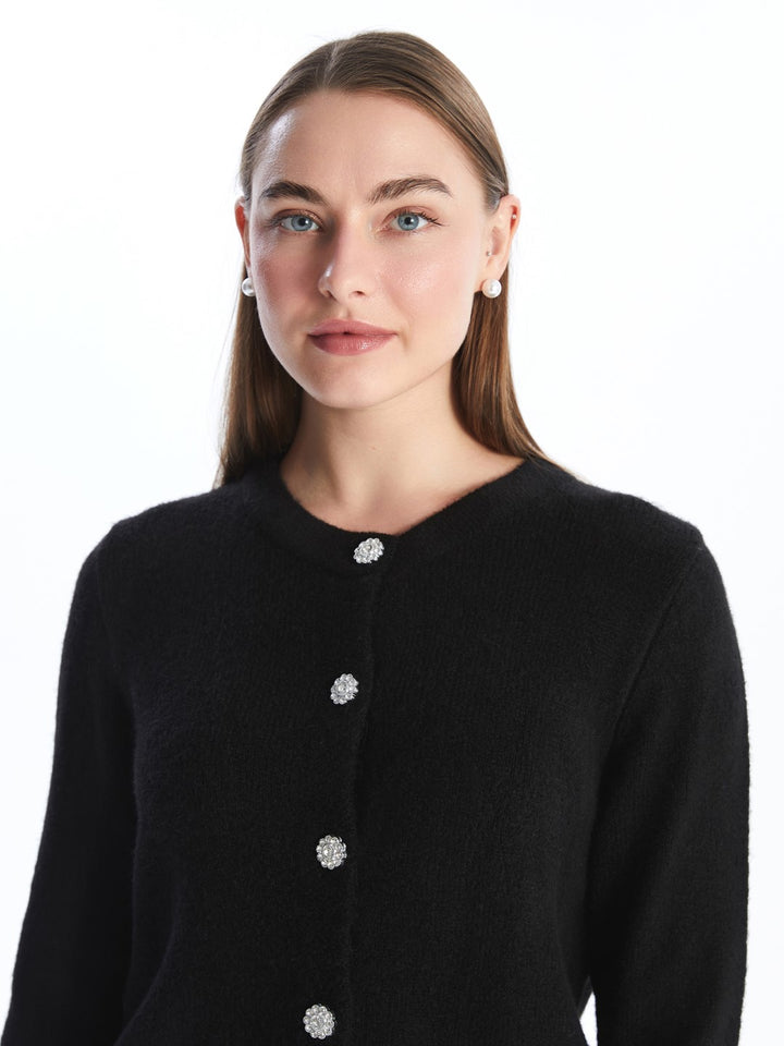 LCWAIKIKI Basic

New Black Crew Neck Plain Long Sleeve Women's Knitwear Cardigan