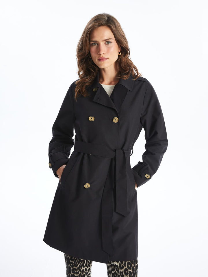 LCWAIKIKI Classic

New Black Jacket Collar Women's Trench Coat