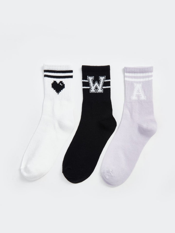 LCW DREAM

Ecru Printed Women's Ankle Socks 3 Pack