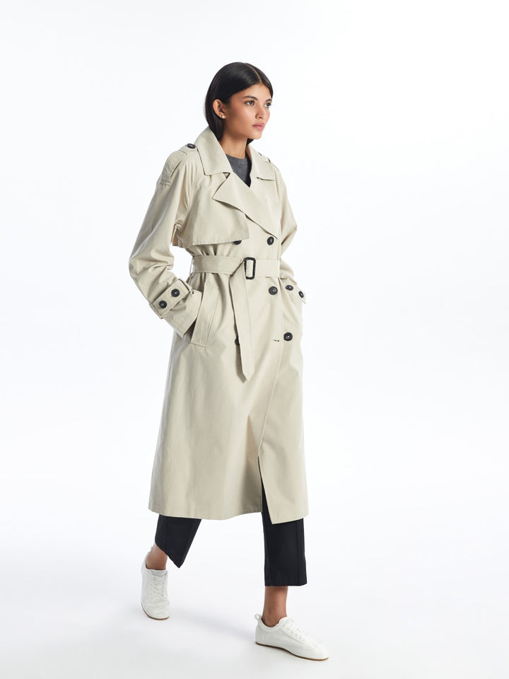 LCW Modest

Light Beige Jacket Collar Plain Oversize Women's Trench Coat