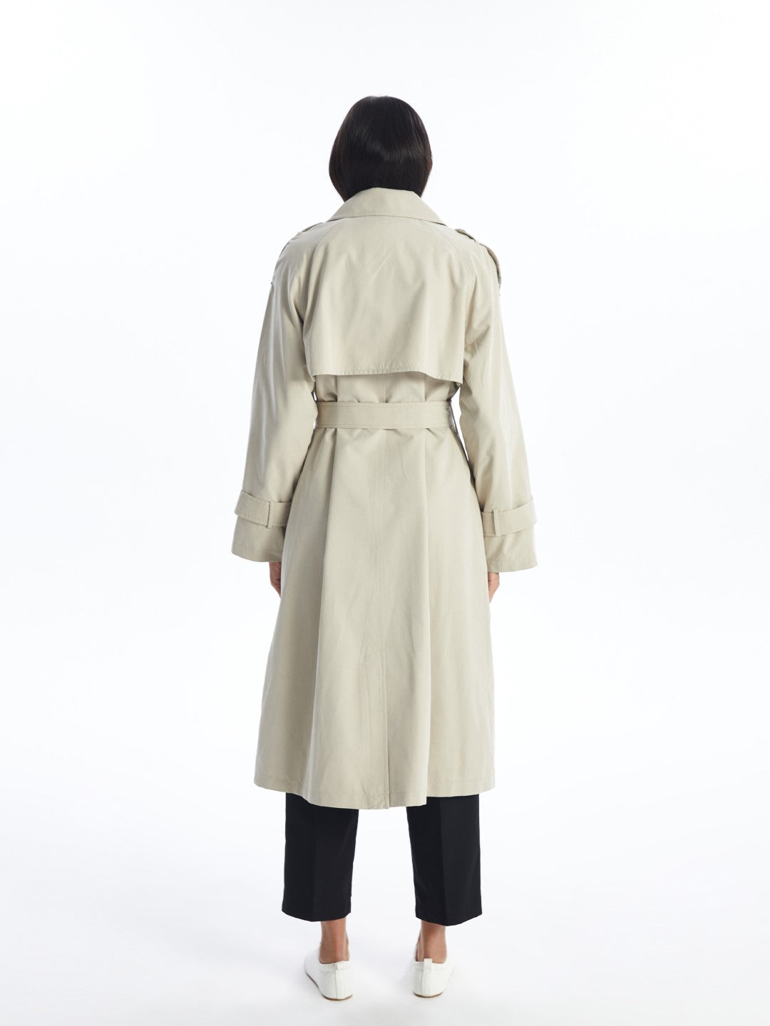 LCW Modest

Light Beige Jacket Collar Plain Oversize Women's Trench Coat