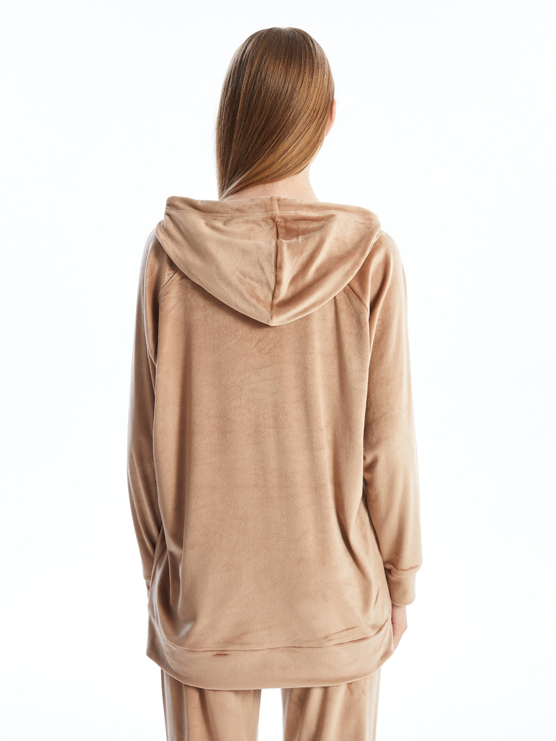 Lcw Dream Brown Hooded Velvet Women'S Pajama Top