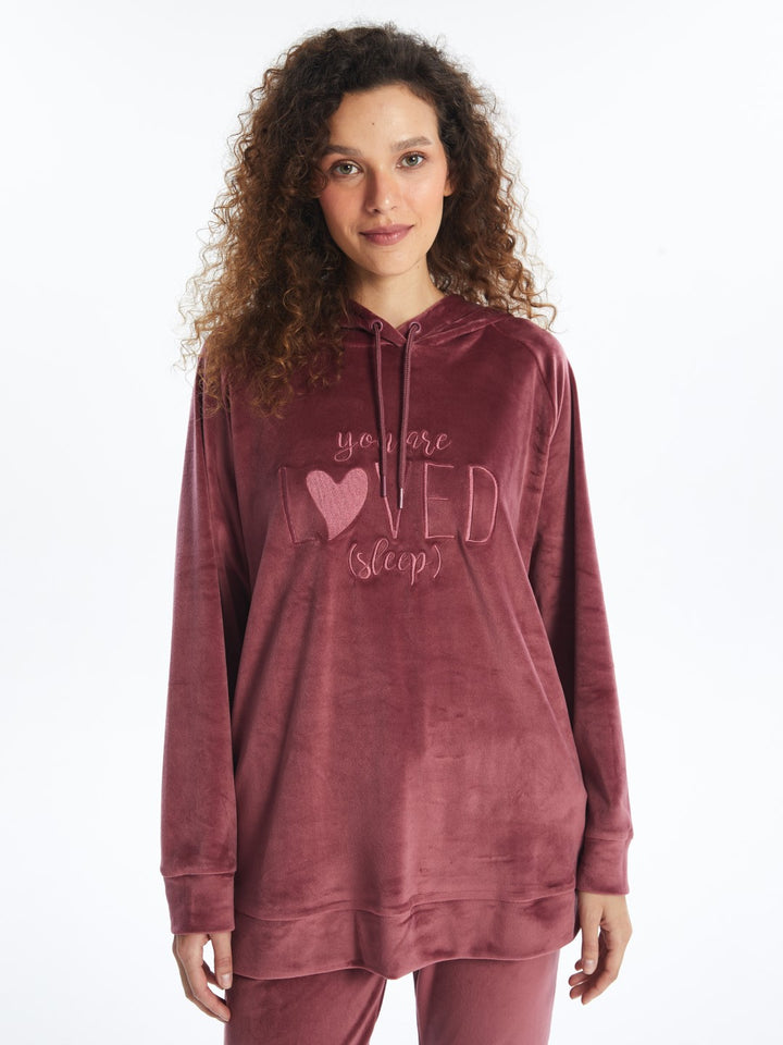 LCW DREAM

Matte Purple Hooded Velvet Women's Pajama Top