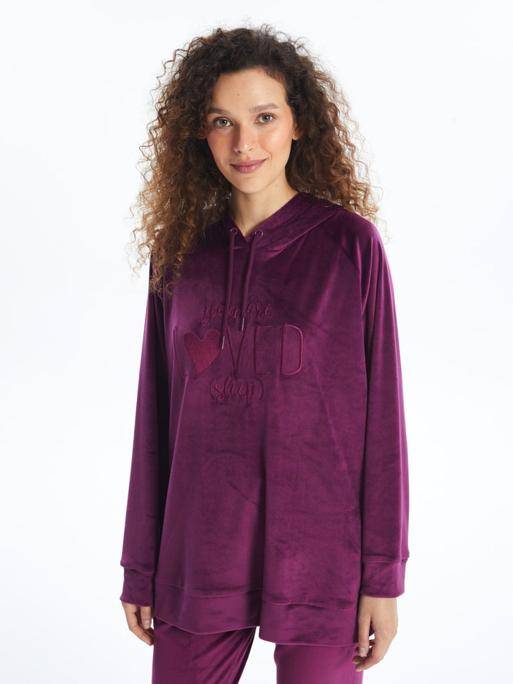 LCW DREAM

Matte Purple Hooded Velvet Women's Pajama Top