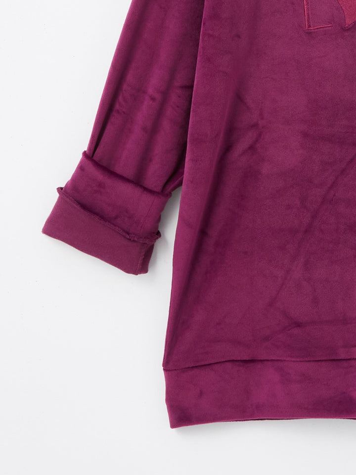 LCW DREAM

Matte Purple Hooded Velvet Women's Pajama Top