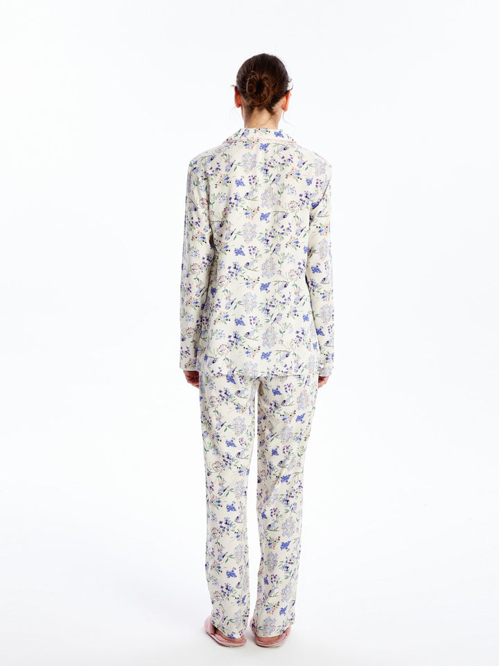 LCW DREAM

Ecru Printed Shirt Collar Floral Women's Pajama Set