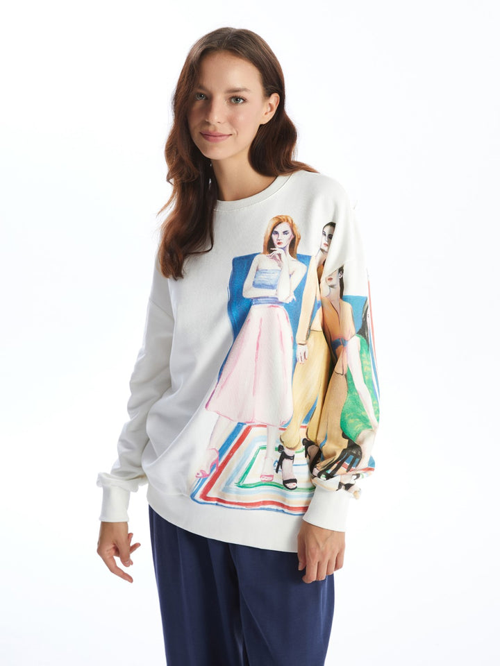 LCW Vision

Ecru Crew Neck Printed Oversize Women's Sweatshirt