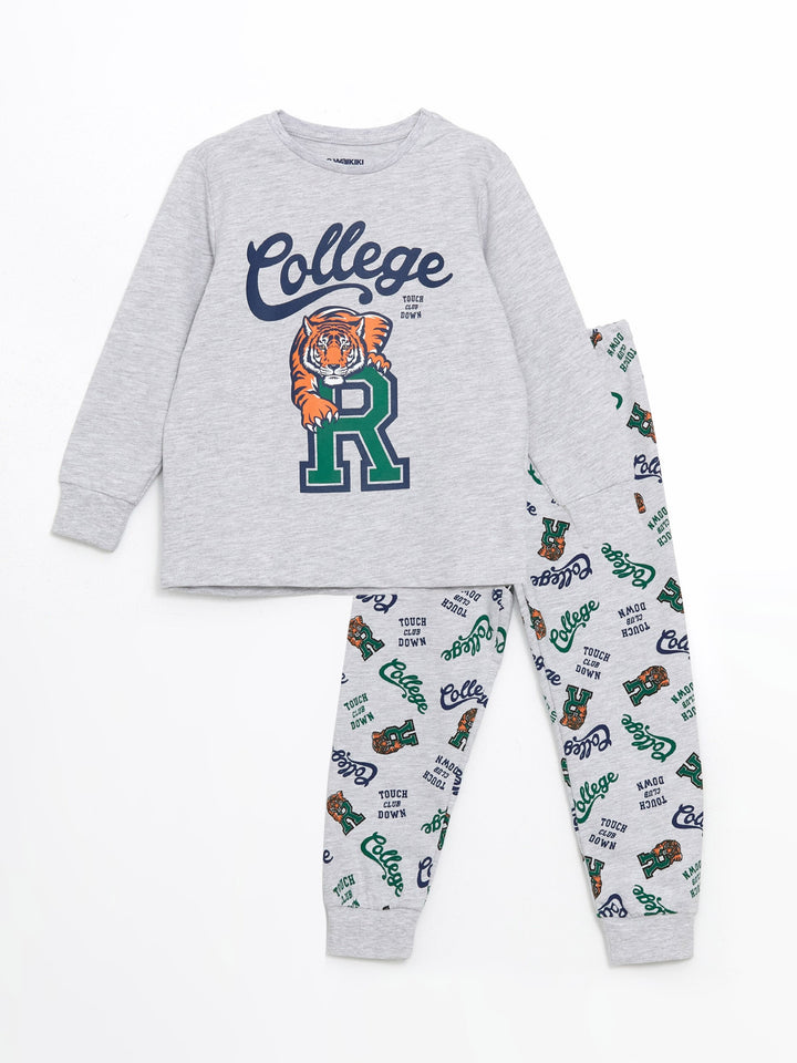 Lcw Kids Gray Crew Neck Boy Pajama Set