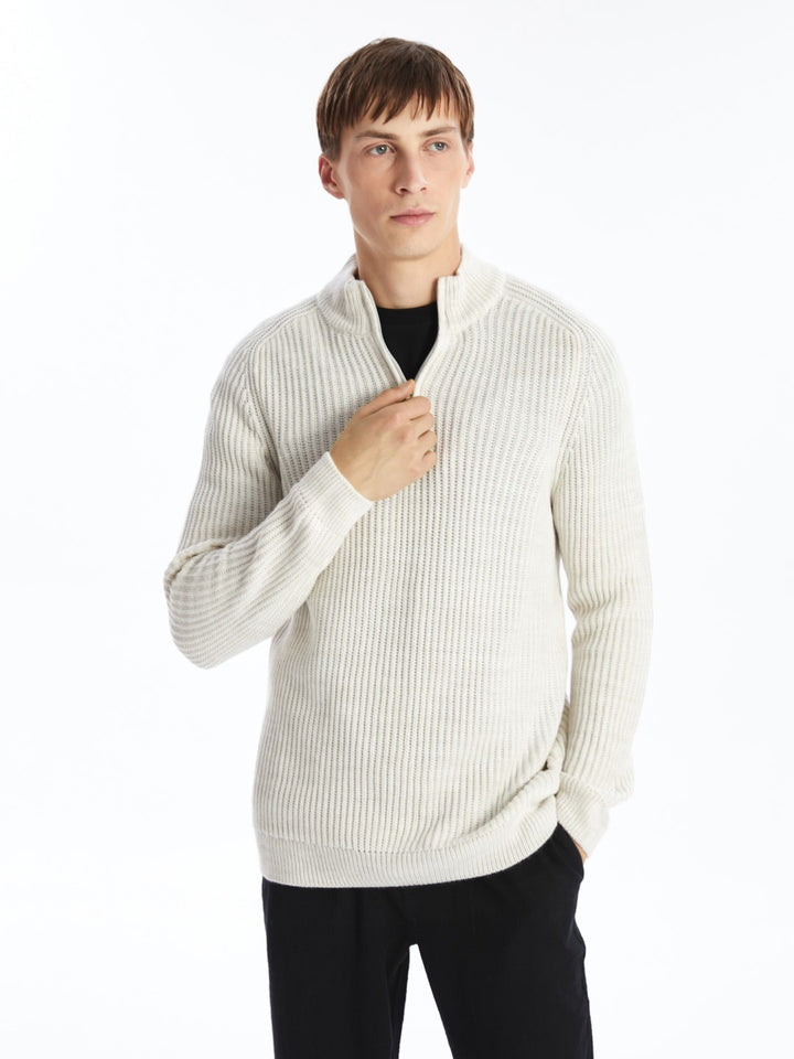 LCW Vision

Beige Stand Collar Long Sleeve Men's Knitwear Sweater