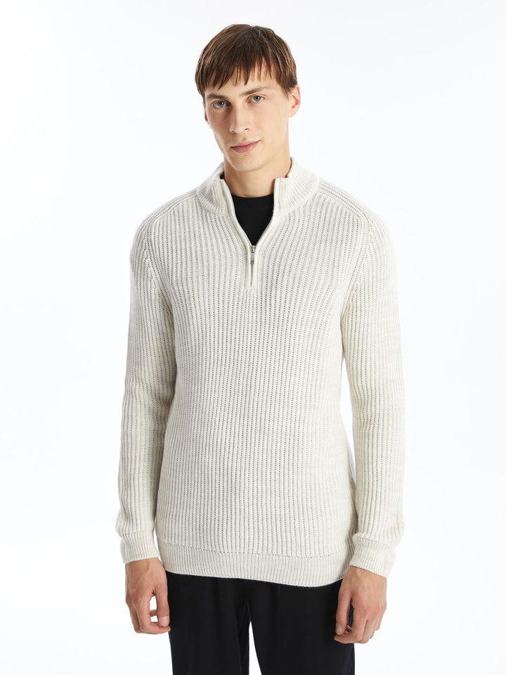 LCW Vision

Beige Stand Collar Long Sleeve Men's Knitwear Sweater