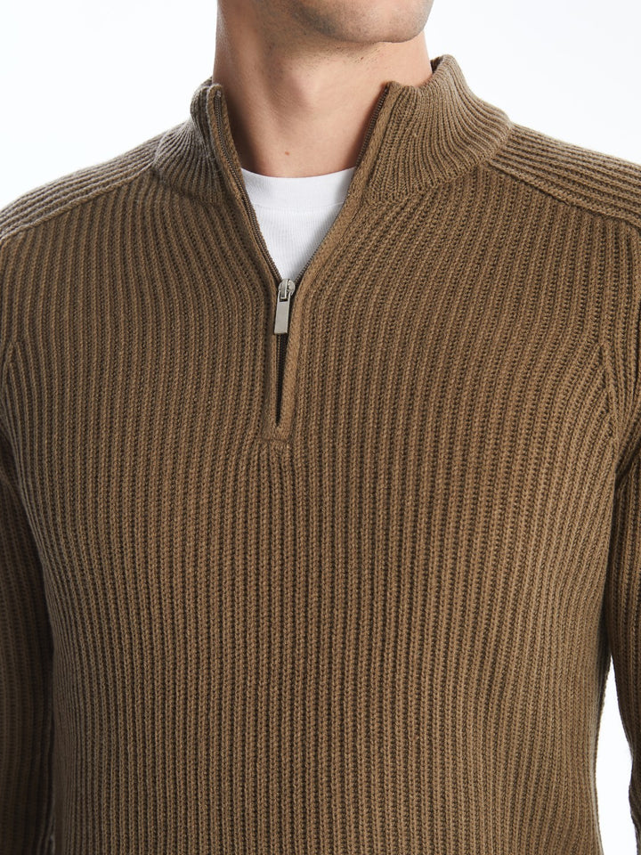 LCW Vision

Beige Stand Collar Long Sleeve Men's Knitwear Sweater