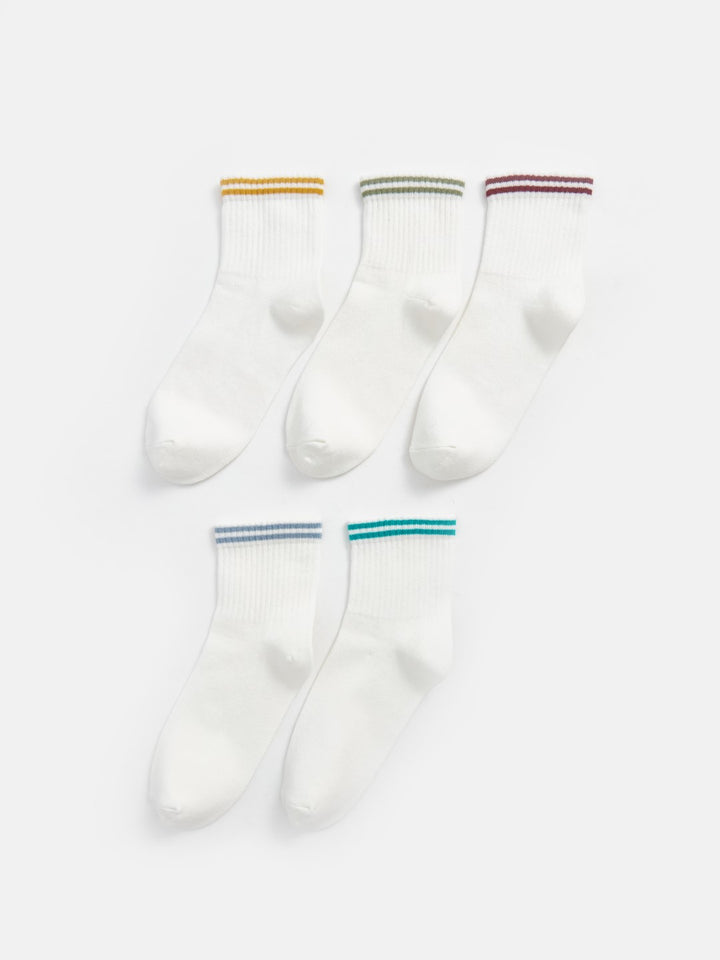 LCW DREAM

Ecru Striped Women's Ankle Socks 5 Pack