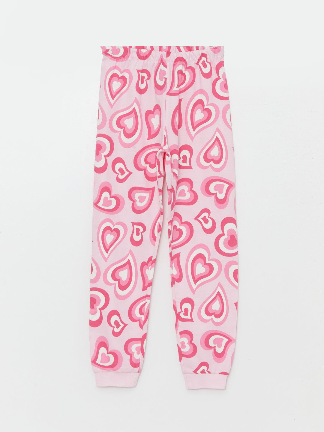 Lcw Kids Pink Crew Neck Printed Long Sleeve Girls Pajama Set