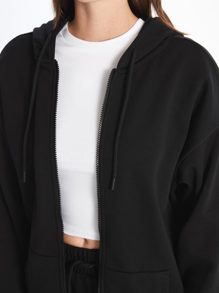 XSIDE

New Black Hooded Oversize Women's Zipper Sweatshirt