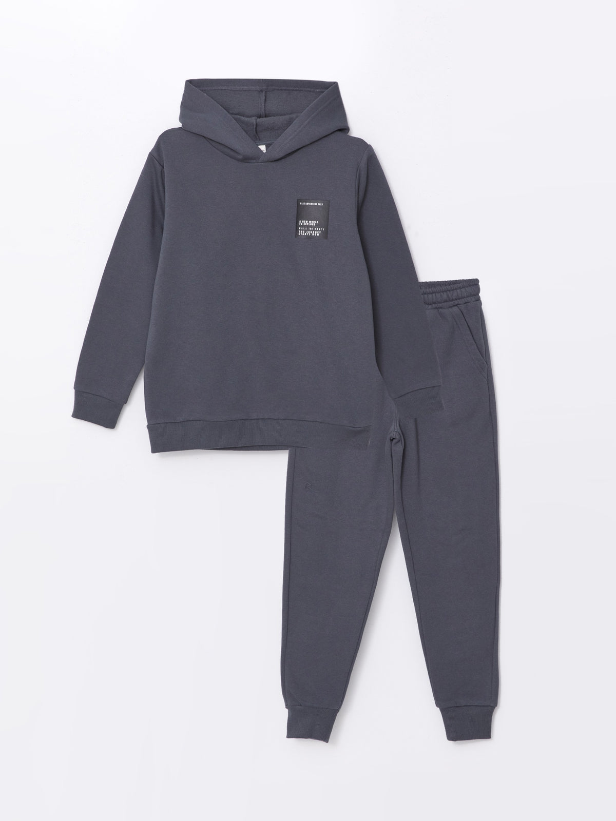 Lcw Kids Gray Printed Long Sleeve Boy Hoodie And Sweatpants