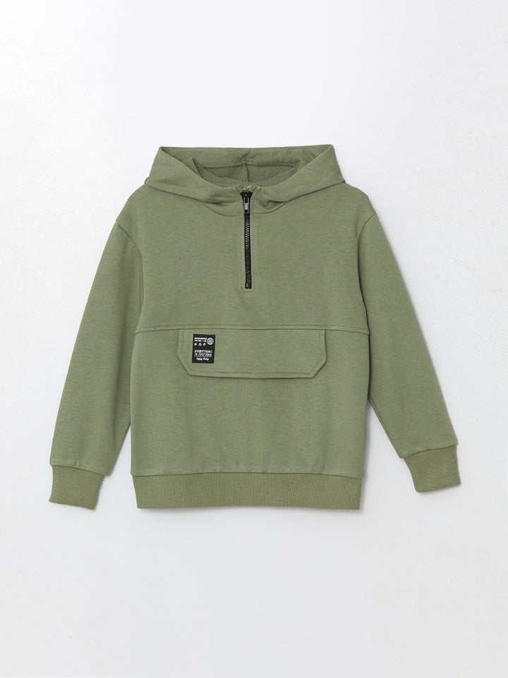 Lcw Kids Green Hooded Boy Sweatshirt