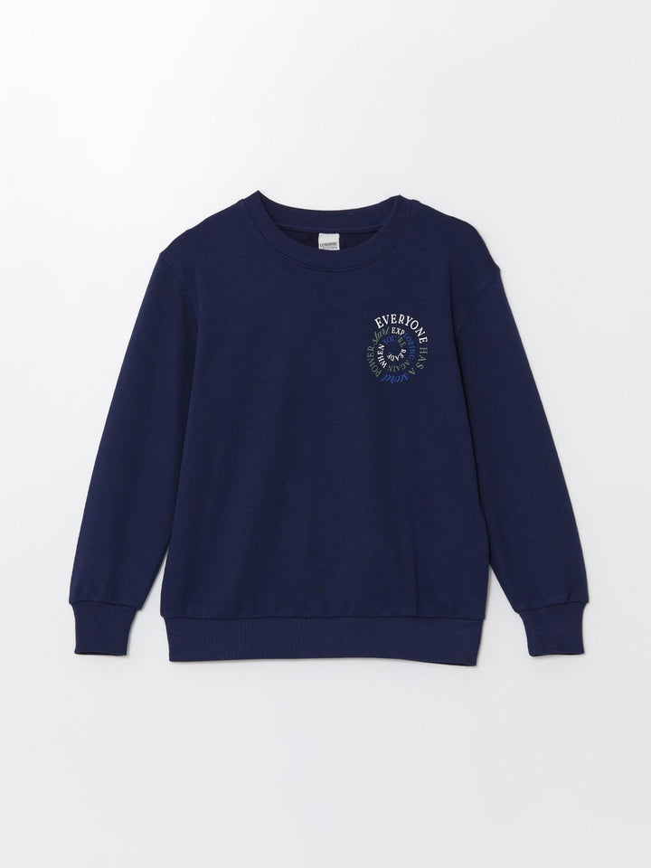 Lcw Kids Navy Blue Crew Neck Boys Sweatshirt