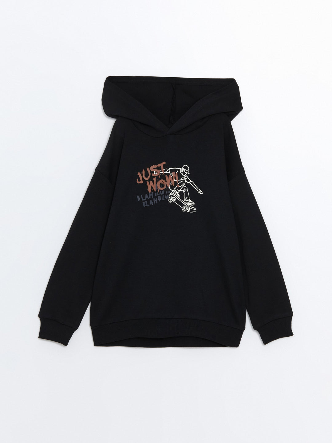 Lcw Kids Black Oversize Hooded Boy T-Shirt