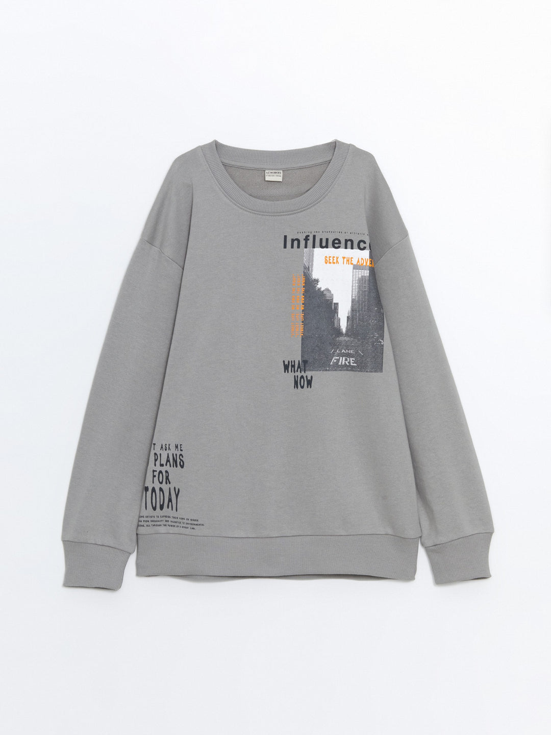 Lcw Kids Gray Crew Neck Boy Sweatshirt