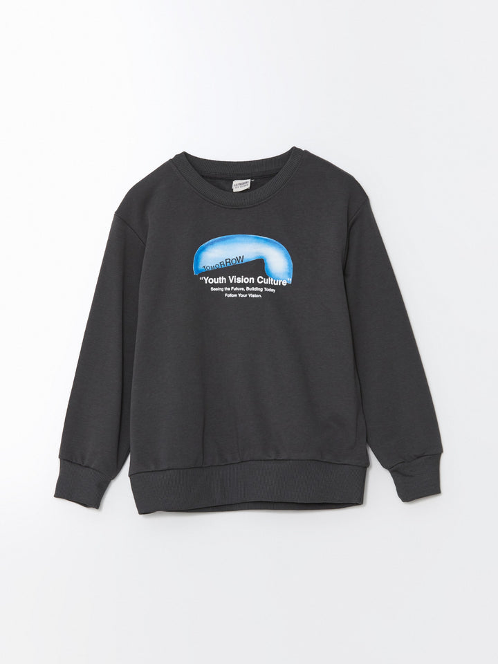 Lcw Kids Anthracite Crew Neck Boys Sweatshirt