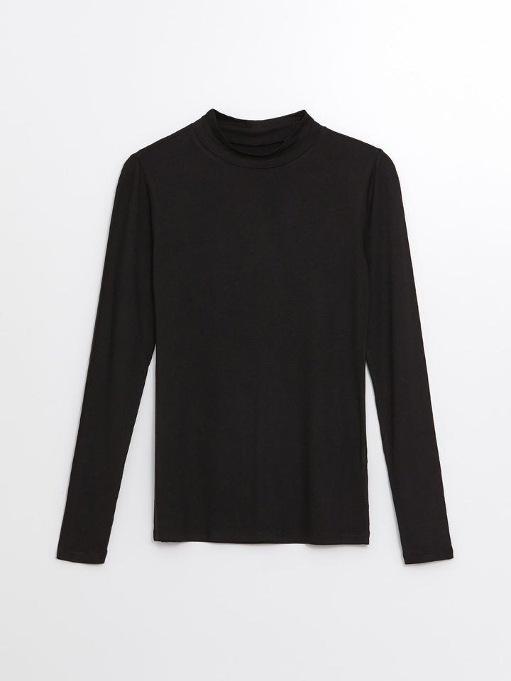 LCWAIKIKI Basic

New Black Stand Collar Plain Long Sleeve Women's Bodysuit