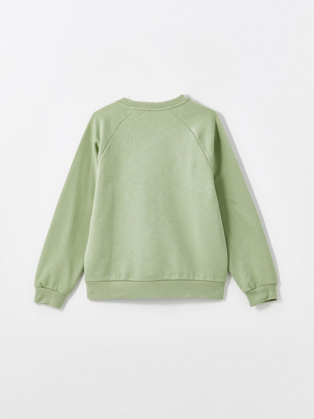 Lcw Kids Green Crew Neck Girls Thick Sweatshirt