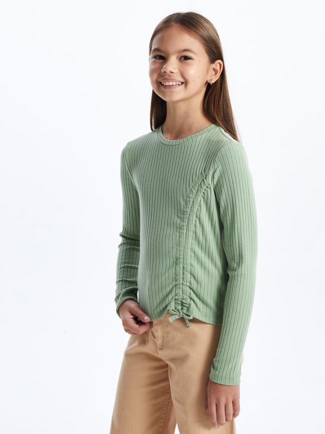 Lcw Kids Green Crew Neck Girls T-Shirt Hover Image