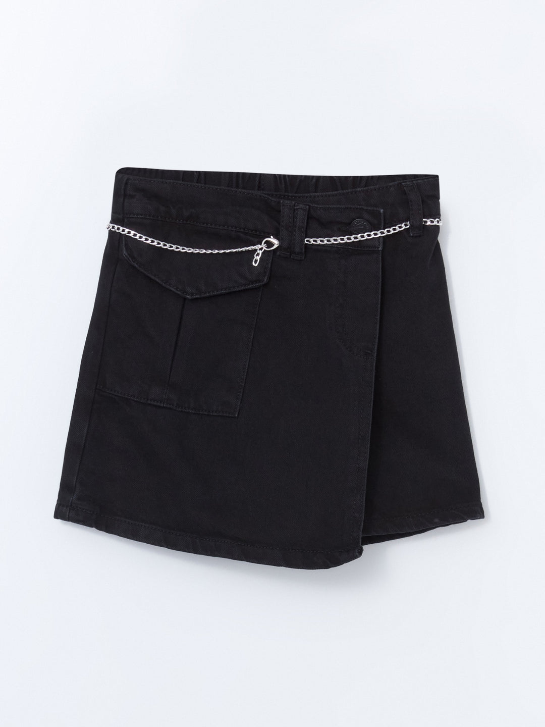 Lcw Kids Black Elastic Waist Girl Jean Shorts Skirt