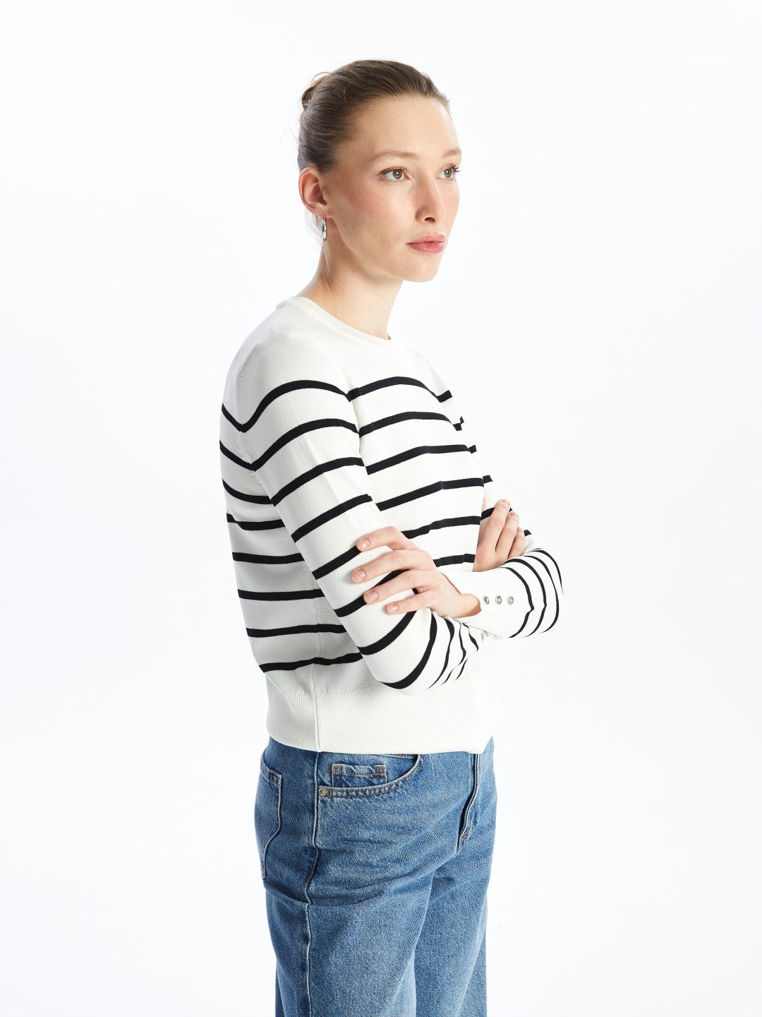 LCW Vision

Ecru Crew Neck Striped Long Sleeve Women's Knitwear Sweater