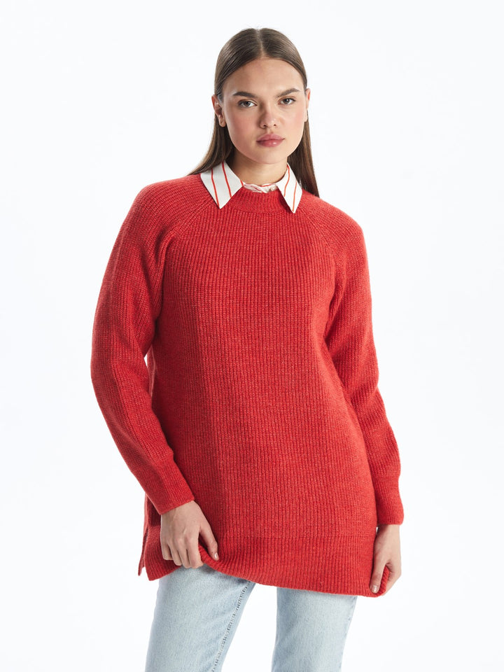 LCW Modest

Light Red Stand Collar Plain Long Sleeve Women's Knitwear Tunic