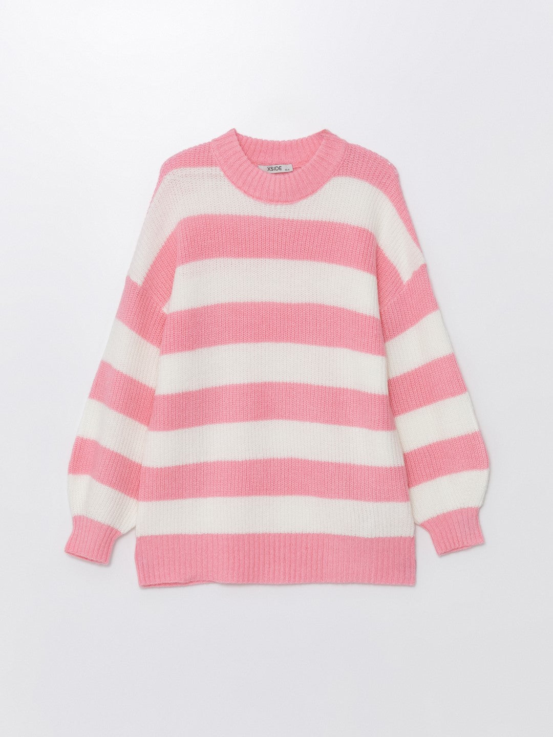 XSIDE

Pink Crew Neck Color Block Long Sleeve Women's Knitwear Sweater