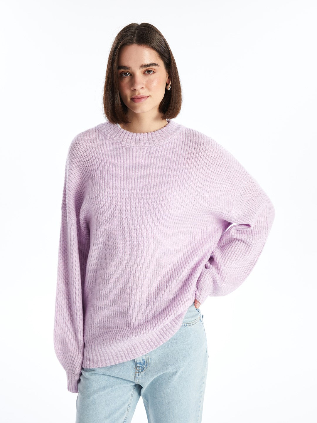 XSIDE

Lilac Crew Neck Plain Long Sleeve Women's Knitwear Sweater