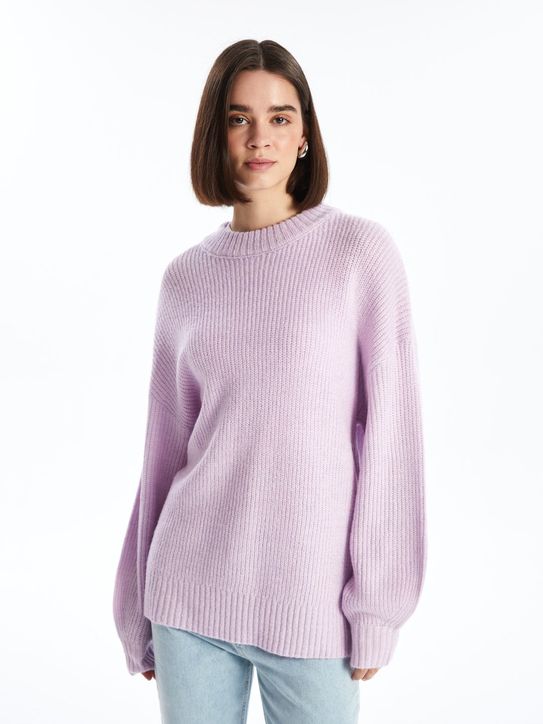 XSIDE

Lilac Crew Neck Plain Long Sleeve Women's Knitwear Sweater