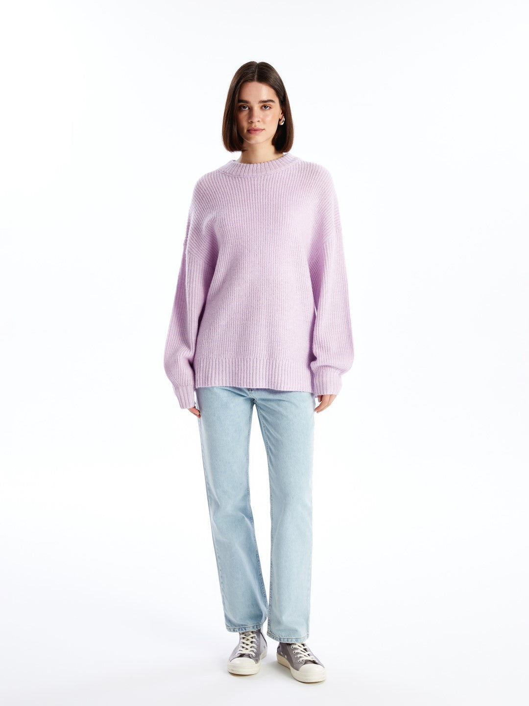 XSIDE

Lilac Crew Neck Plain Long Sleeve Women's Knitwear Sweater