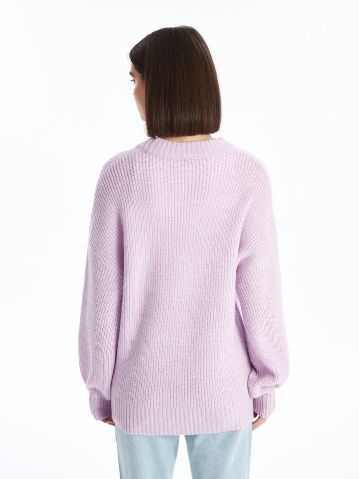 XSIDE

Lilac Crew Neck Plain Long Sleeve Women's Knitwear Sweater