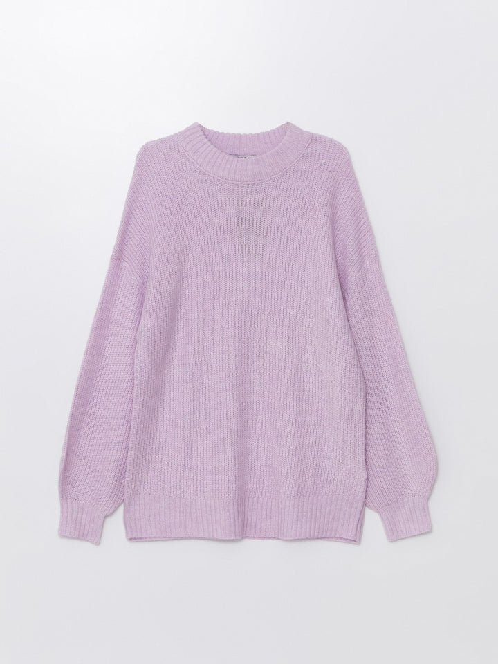 XSIDE

Lilac Crew Neck Plain Long Sleeve Women's Knitwear Sweater