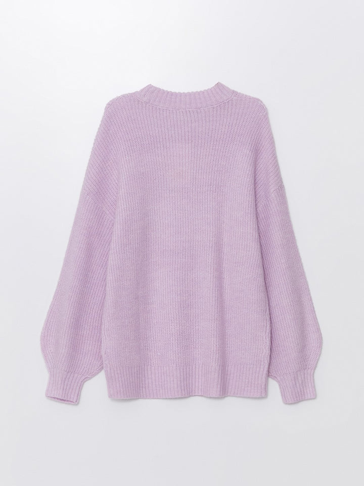 XSIDE

Lilac Crew Neck Plain Long Sleeve Women's Knitwear Sweater