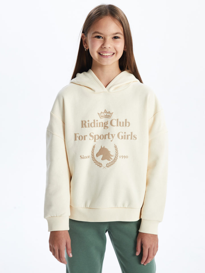 Lcw Kids Beige Hooded Girls Thick Sweatshirt