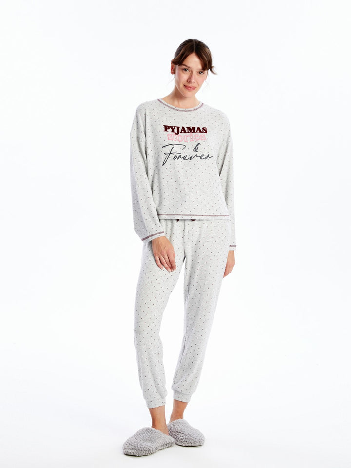 LCW DREAM

Grey Melange Printed Crew Neck Women's Pajama Set