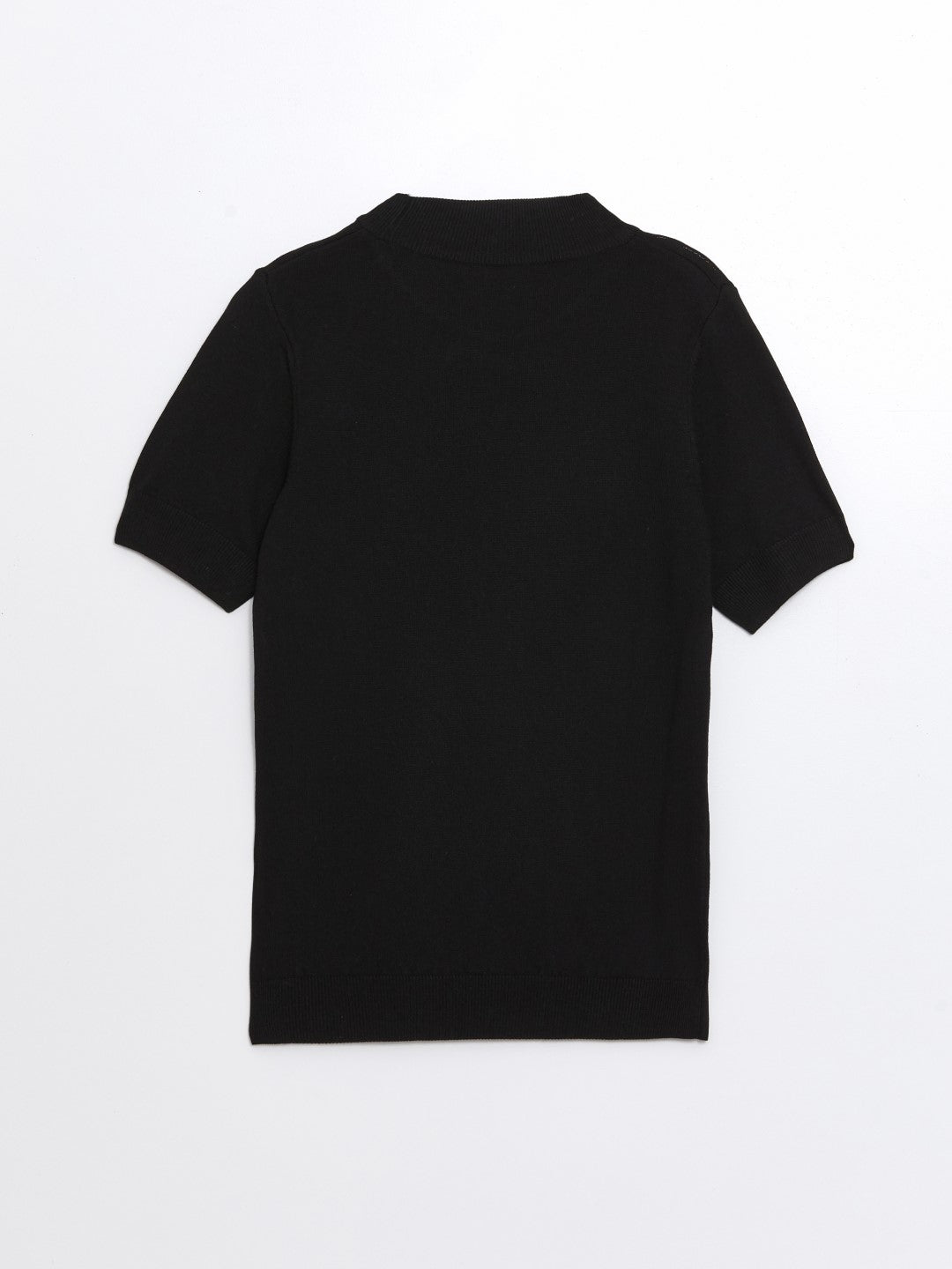 LCW Modest

New Black Stand Collar Plain Short Sleeve Women's Knitwear Sweater