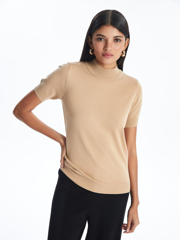 LCW Modest

New Black Stand Collar Plain Short Sleeve Women's Knitwear Sweater