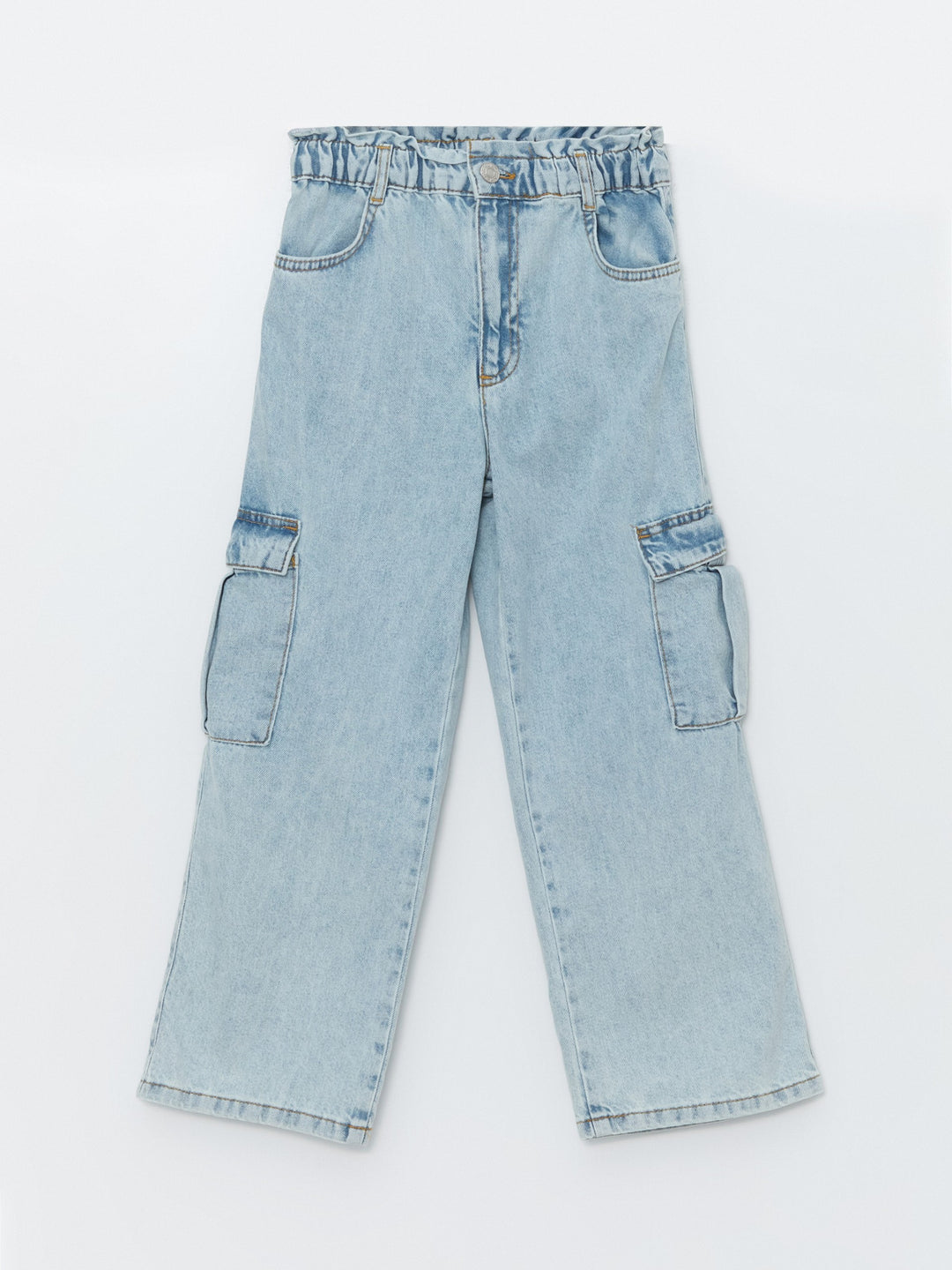 Lcw Kids Blue Adjustable Waist Elastic Girl Jean Trousers