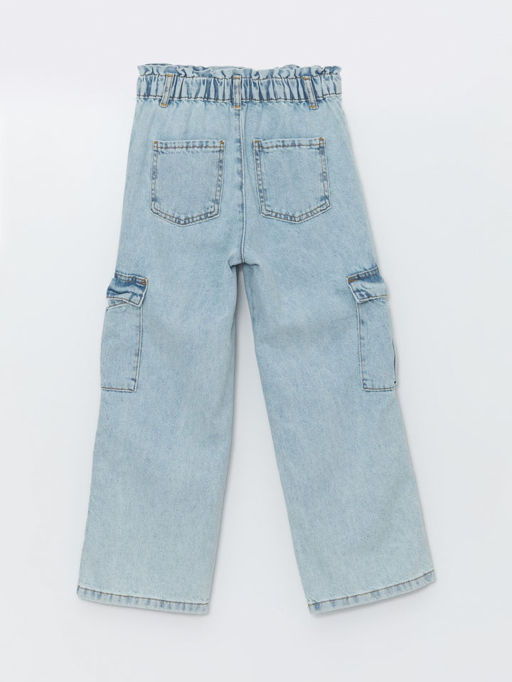 Lcw Kids Blue Adjustable Waist Elastic Girl Jean Trousers