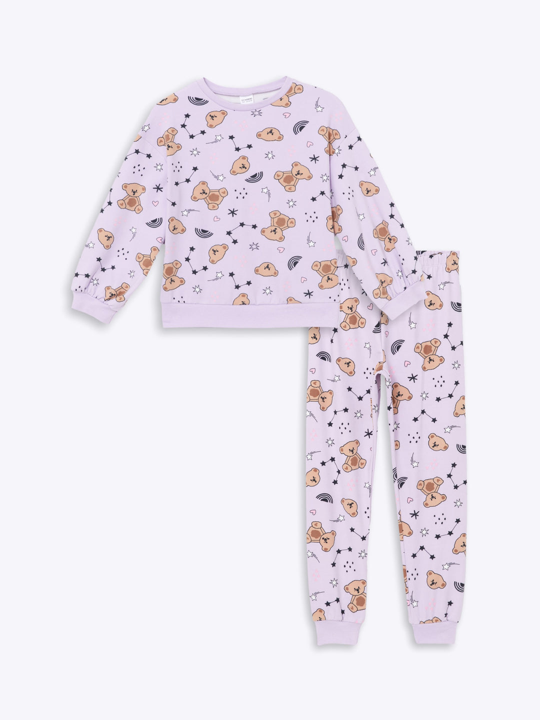 Lcw Kids Lilac Crew Neck Girls Pajama Set