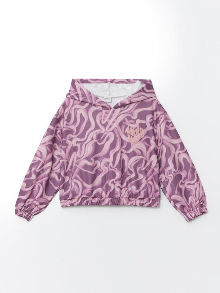 Lcw Kids Lilac Hooded Girls Thick Sweatshirt