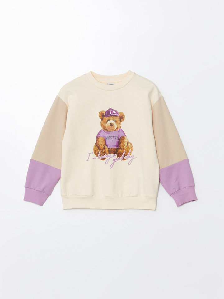 Lcw Kids Crew Neck Girl'S Thick Sweatshirt