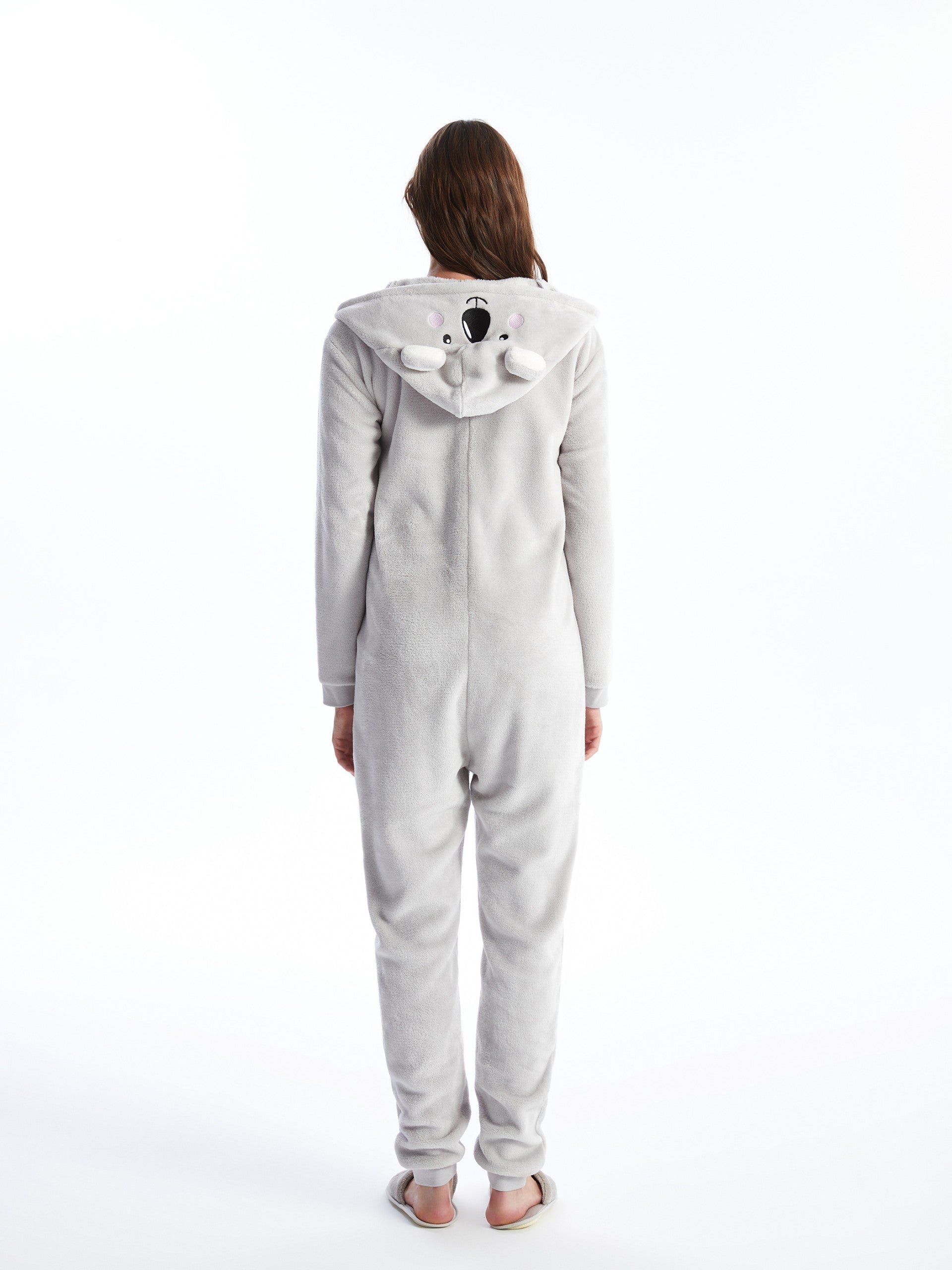 Lcw Young Gray Hooded Embroidered Long Sleeve Women'S Sleeping Bag