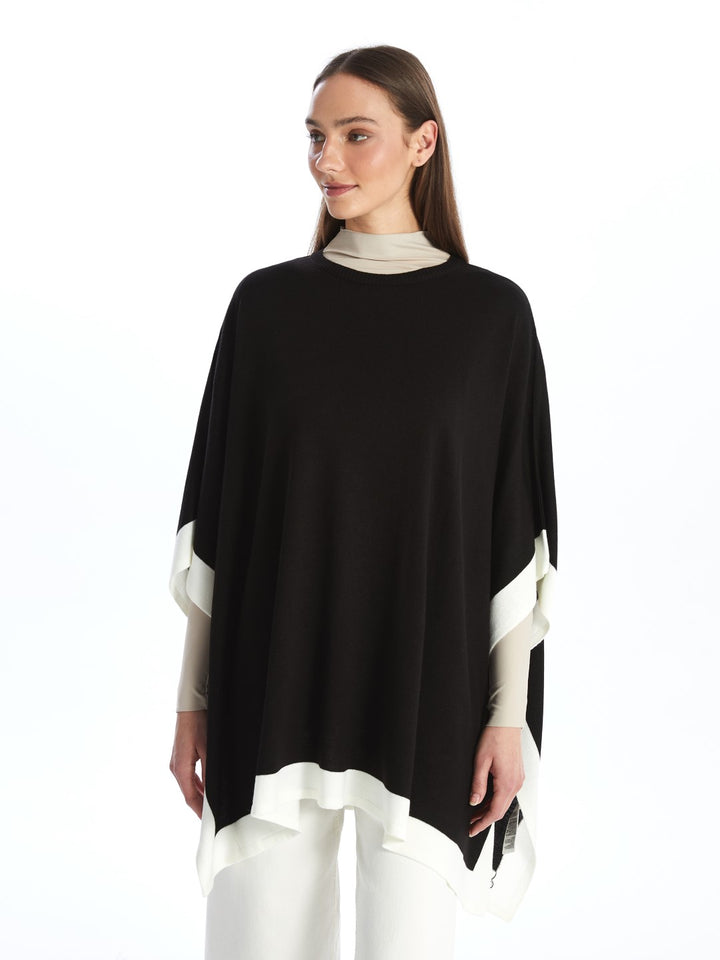 LCW Modest

Black Jacquard Crew Neck Plain Oversize Women's Knitwear Poncho