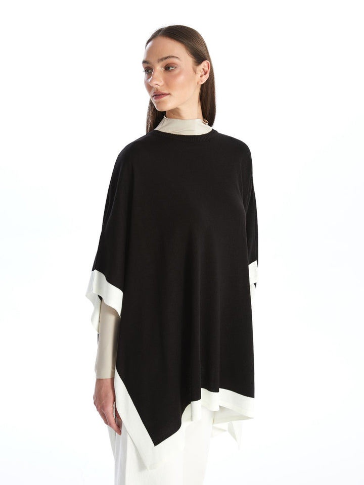 LCW Modest

Black Jacquard Crew Neck Plain Oversize Women's Knitwear Poncho